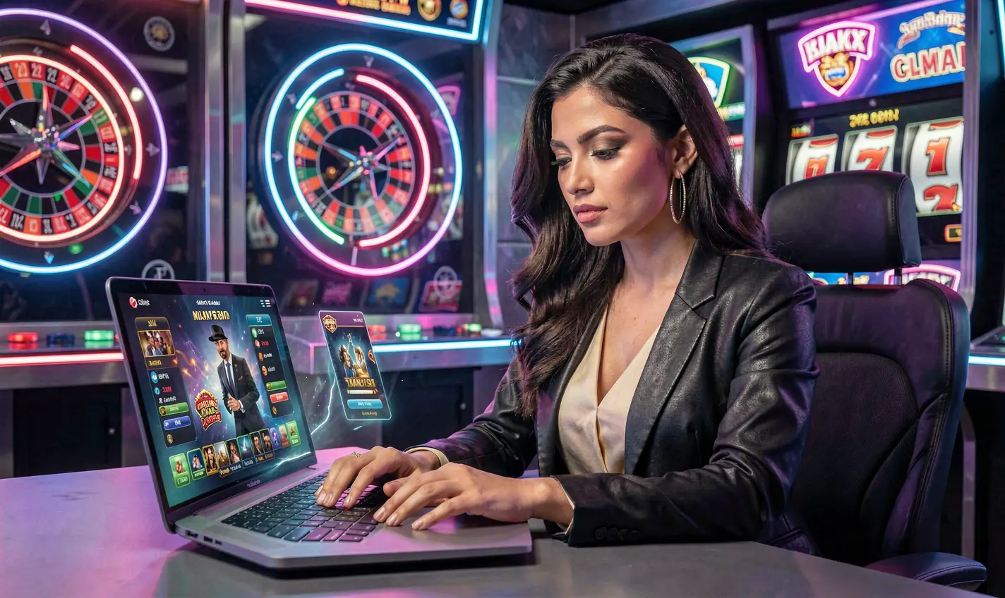 EQ668 – Dive into premium online casino games for players in Pakistan Focused Pakistani player enjoying advanced online casino games on a laptop with vivid roulette visuals at EQ668 casino platform